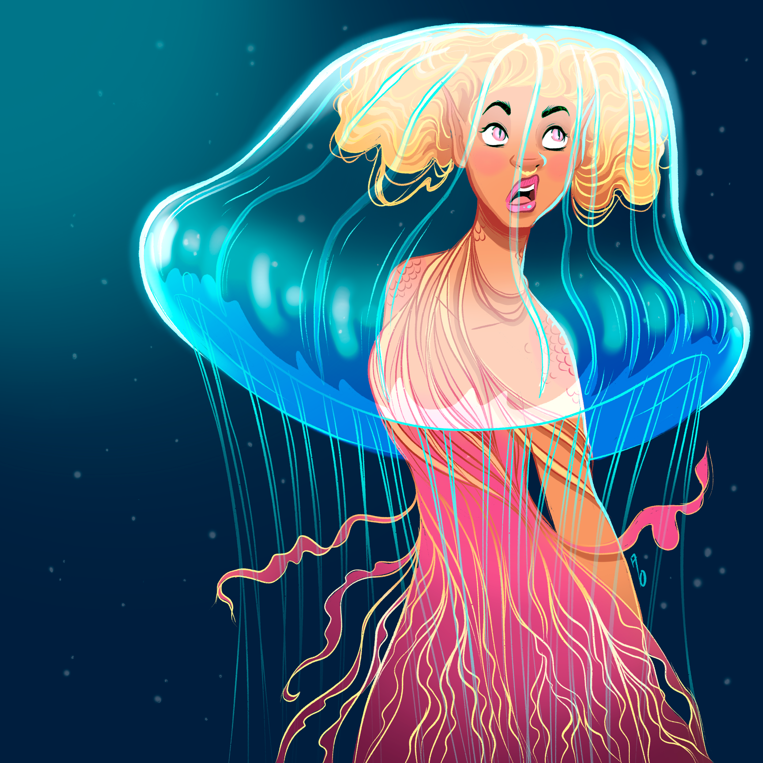 Jellyfish Mermaid - Square Art Print